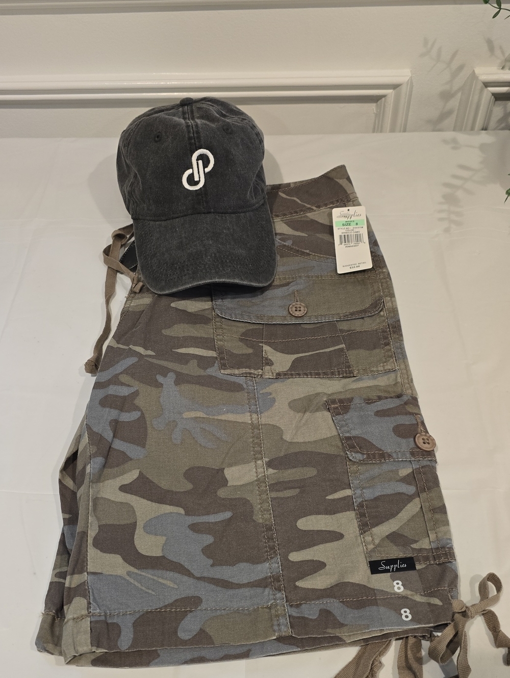 Camo Cargo Shorts - Women's Olive Camouflage - Picture 11 of 11